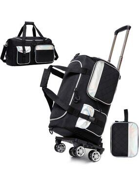 Stylish Women's Rolling Duffle Bag with Wheels, Weekender Travel Bag & Shoe